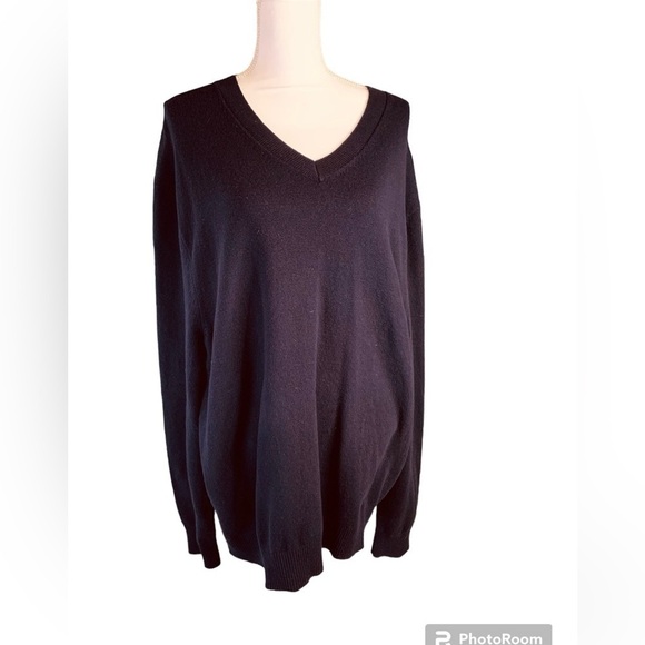 New NWT Calvin Klein Men's Merino Wool Blend Navy XXL Sweater V-Neck Solid - Picture 1 of 15